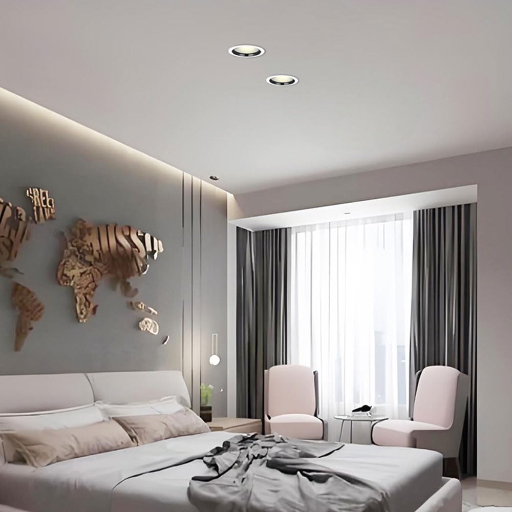 4 Sztuki Ultracienkich Wpuszczanych Lamp Sufitowych Led Z Możliwością Wyboru Koloru Czarnego I Białego, Ściemnianymi Diodami Led W 3 Barwach, Listwą Maskującą, Lampkami Led W Puszkach, W Kolorze Czar