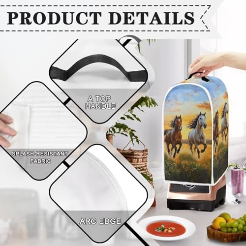Image of Horse Blender Cover Dust Cover with Handle Blender Covers for Kitchen Counter Portable Food Processor Cover Washable Small Kitchen Appliance Cover Fits Most Standard Size