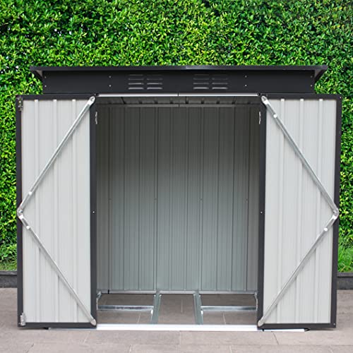 6' X 4' Storage Shed, Black Outdoor Storage Metal Shed With Floor Frame＆Lockable Doors,Waterproof Tool Storage Shed For Yard Patio Lawn,Perfect To Store Pool Furniture,Bike,Garbage Can,No Floor #TOP2