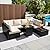 Ophelian 8 Pieces Outdoor Sectional Furniture, Rattan Wicker Patio Sofa Couch with 28in Gas Fire Pit Table,Conversation Sets for Backyard,Garden, Deck, (Coffee/Beige)