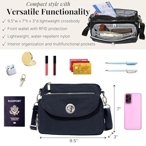 Image of Baggallini Calais Crossbody Bags for Women 10x7 Lightweight Water-Resistant Travel Purse, RFID & Interior Organization