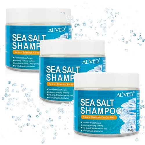 P-Beauty 3x Champú de Sal Marina - Sal del Mar Muerto para el Crecimiento del Cabello, Volumen y Anticaspa - Champú de Limpieza Profunda para Cabello Fuerte, Hidratación y Cuidado del Cuero Cabelludo
