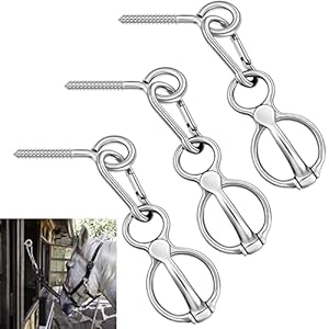 Nuenen Horse Tie Ring Stainless Steel Horse Tack and Supplies Safety Accessories with Eye Bolts and Snaps Saddle Training Equipment for Pulling