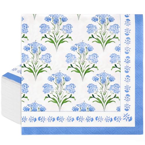 Serviettes en papier aquarelle bleue pour décorer votre table de mariage champêtre