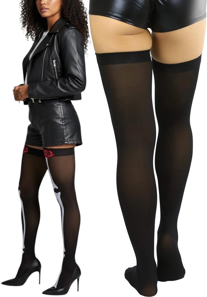 Image of ToBeInStyle Women's Scary Skeleton Leg Bones Halloween Hosiery Tights & Thigh High Stockings