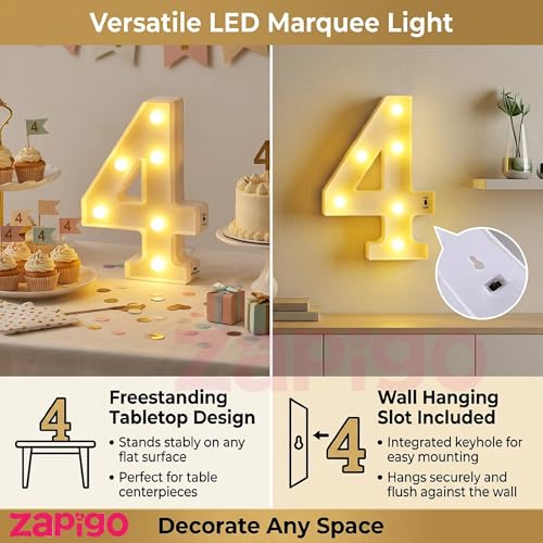 Image of Balloonistics LED Marquee Number 40 Light - 8.66-Inch Cordless Battery-Operated Light Up Number Sign for 40th Birthday, Anniversary, Wedding, Party Decoration, Wall Hanging or Table Display