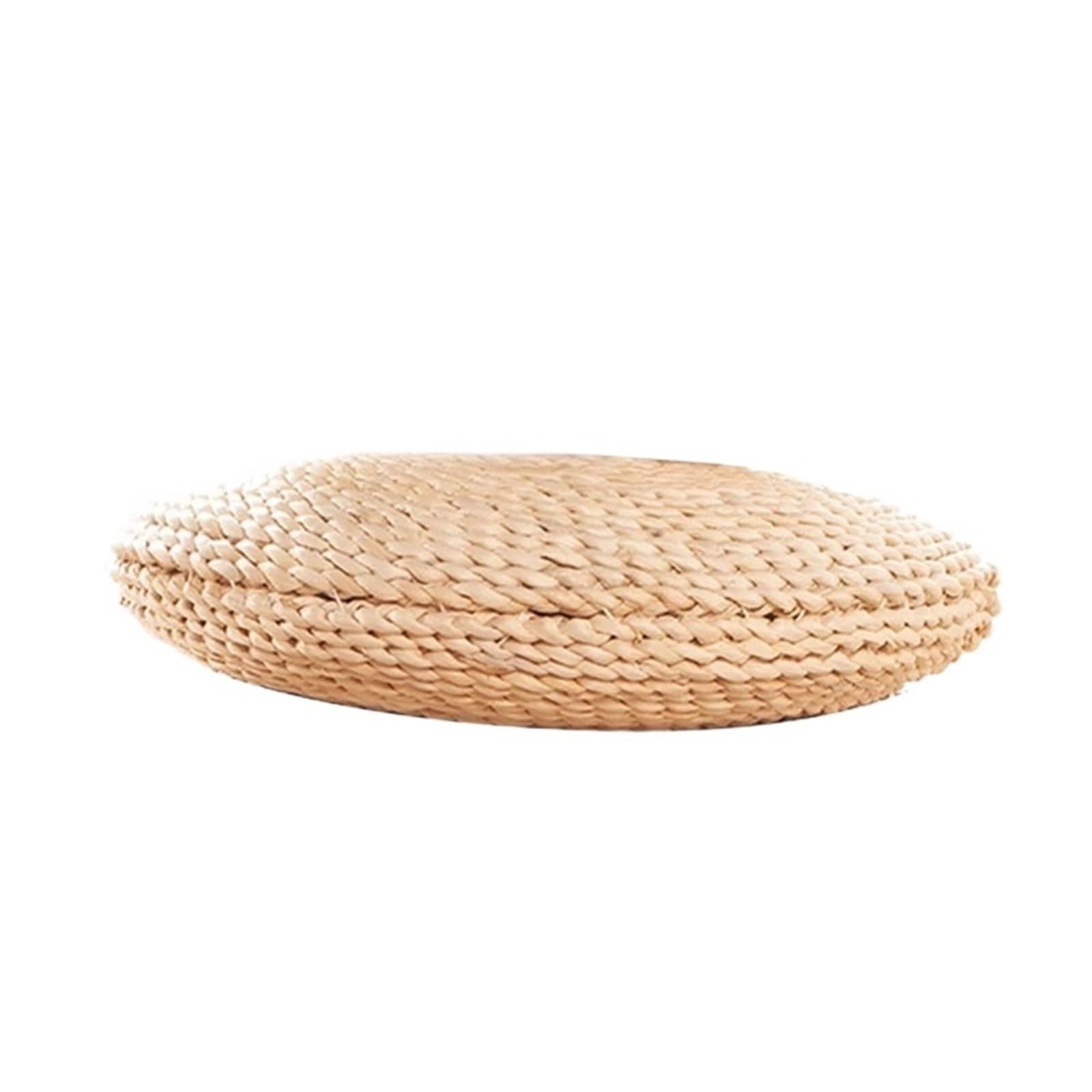 Tapis de méditation Yoga Pouf rond mince paille rotin tissé for le tapis coussin siège for salon à la maison pour Méditation