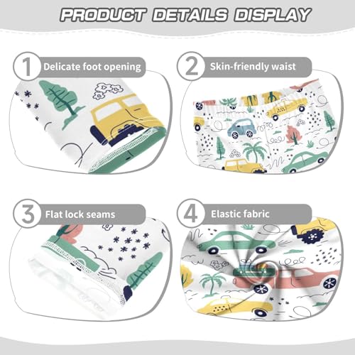 Trees and Cars Girls Leggings,Workout Leggings for Girls Toddler Athletic Leggings Size for 3-10T3