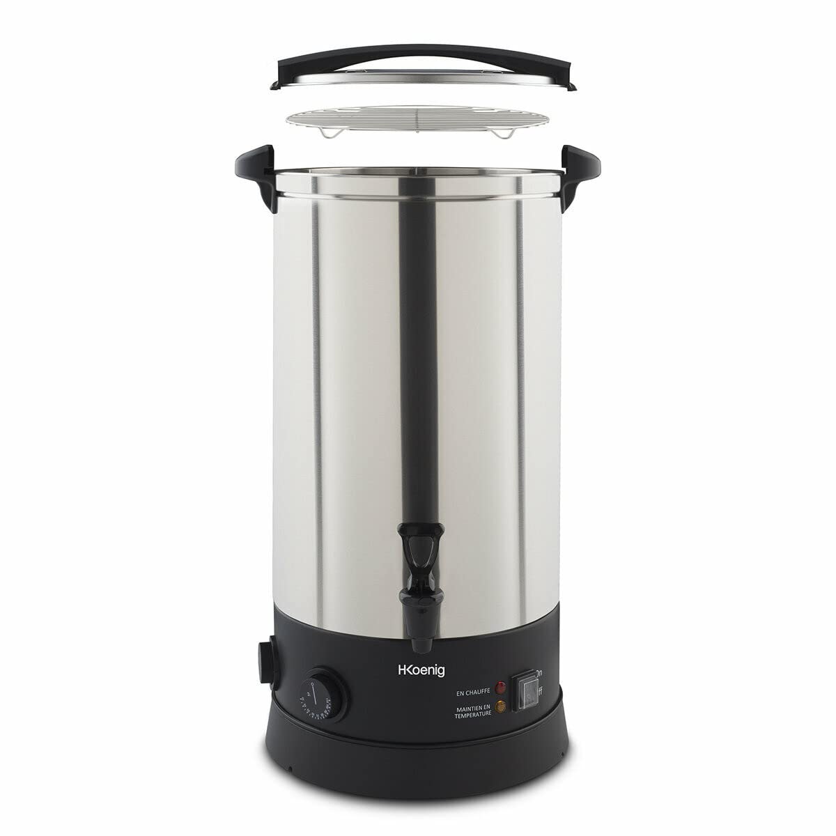 H.Koenig Stérilisateur Multifonction LEGI25, Stérilisateur de Bocaux et Préparation de Recettes chaudes, 25L, 30-110°C, Minuterie jusqu’à 120min, Acier Inoxydable, 2500W