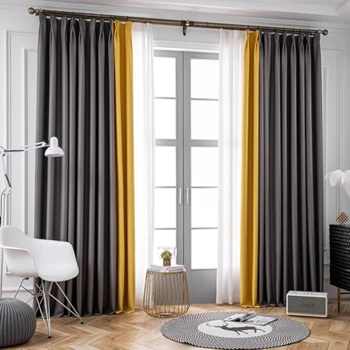 CERTNKI Cortinas Opacas De Patchwork Grueso Modernas Ultrasuaves Y Opacas Cortinas Aislantes Térmicas para Salón Y Dormitorio,Eyelet,H225xB140cm