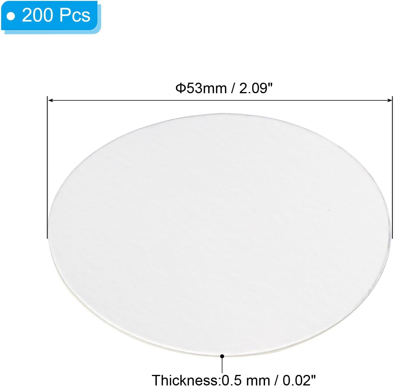 PATIKIL 53mm/2.09" Aluminum Foil Cap Liner, 200 Pack Resistant Tamper Induction Heat Sealer Sealing Liners for PE/HDPE Plastic Bottle Jar Lid