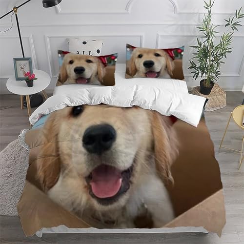 Housse de couette chiots 3D en microfibre douce avec zip