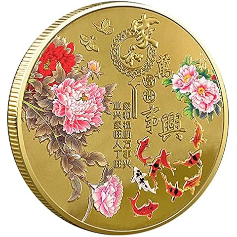 Good Luck Charms Koi Fish Blooming Peony Lucky Coin Lottery Ticket Scratcher Tool Cover