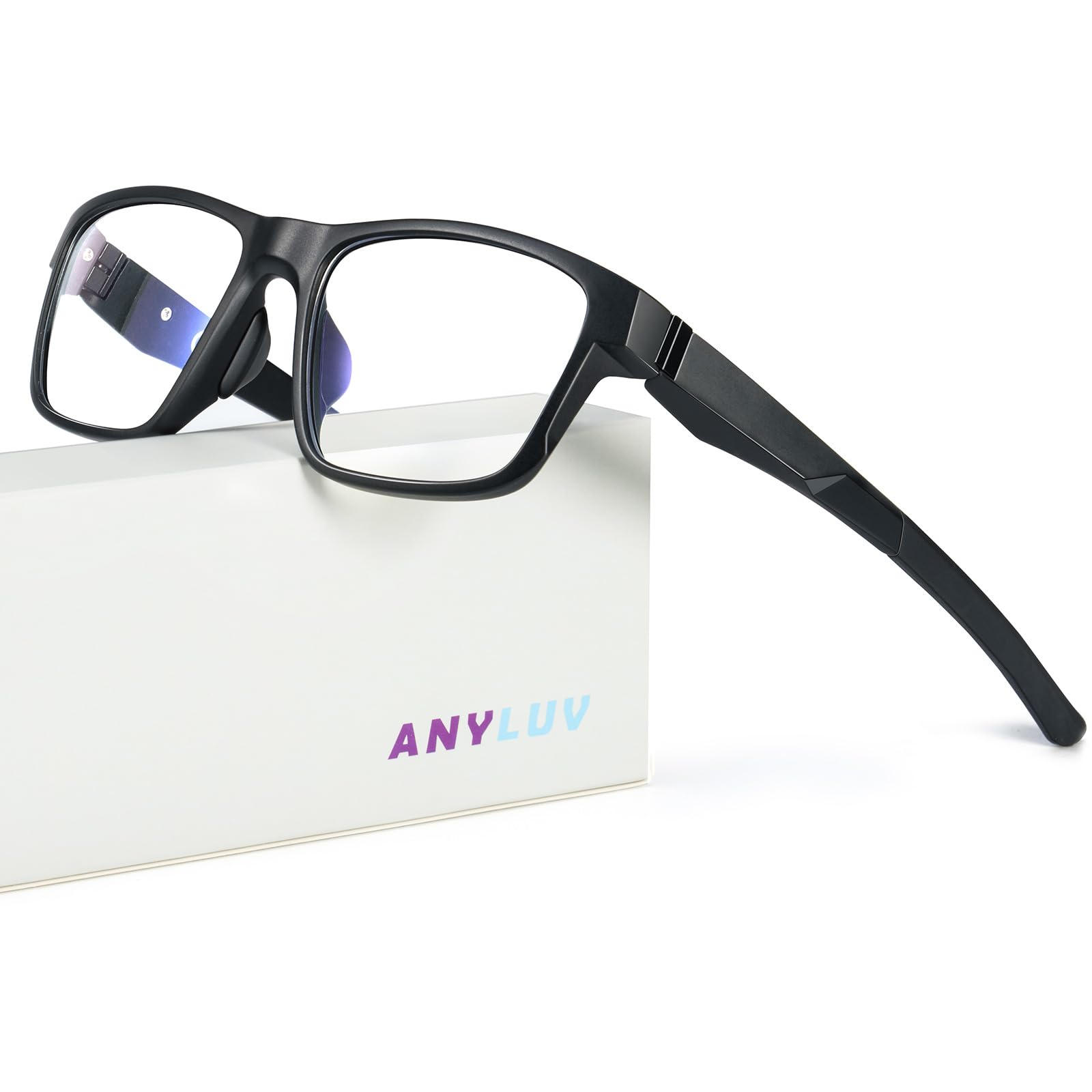ANYLUV Blue Light Blocking Glasses for Men Women Lightweight Computer Gaming Glasses Anti Eye Strain Rectangle Frame