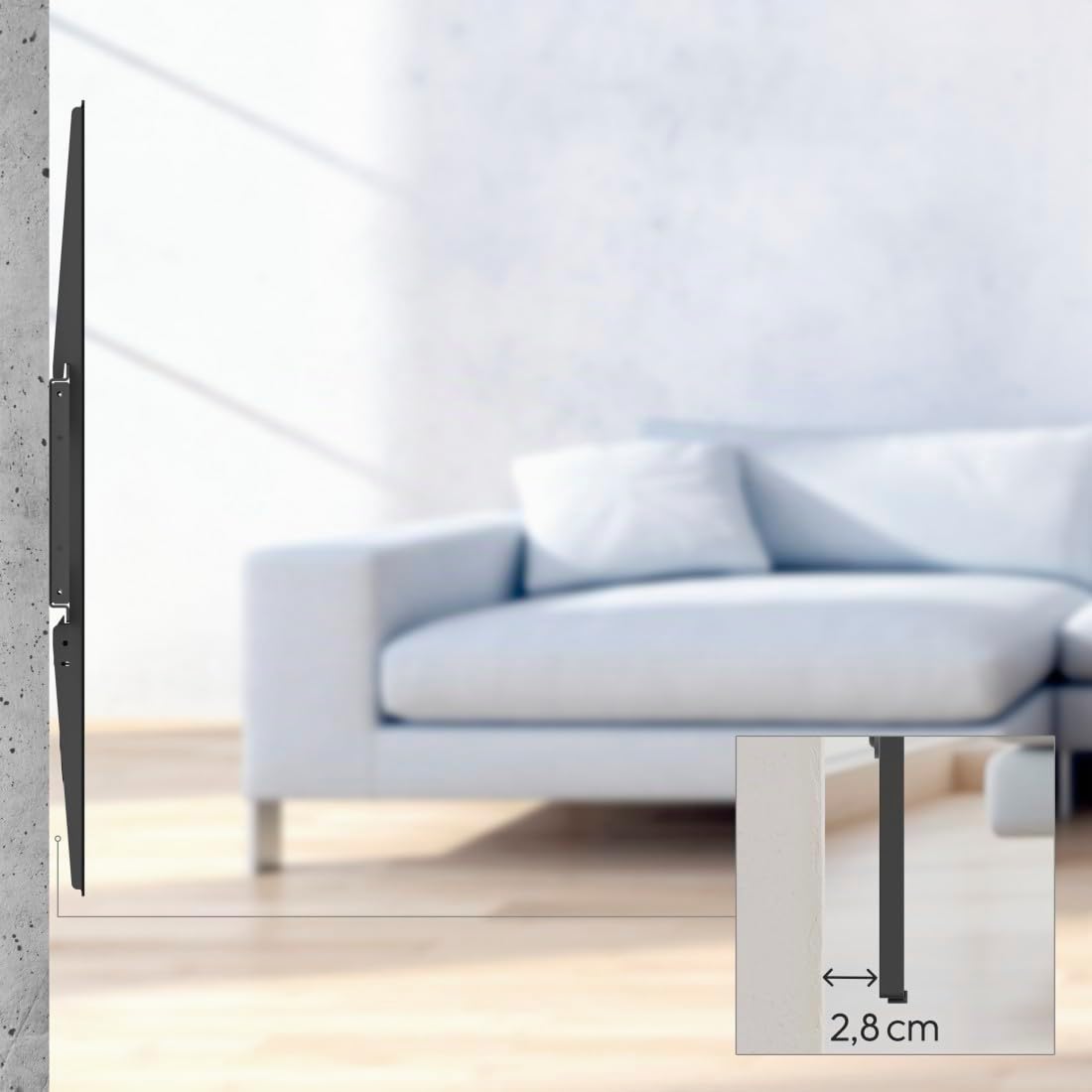 Supporto da parete per TV, rigido, 305 cm (120") fino a 100 kg, distanza dalla parete 2,8 cm