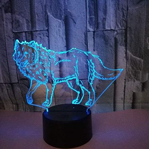 3D Wolf Night Light Lamp 7/16 Color Change LED Lamp USB Powered Remote Control Touch Switch Kids Toys Gift Decor Decorations Christmas Valentines Gift Birthday Gift