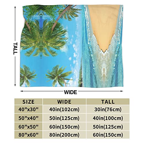 Ocean Sea Beach Palm Leaves Printed Fleece Blanket 80"X60", Super Soft Lightweight Microfiber Throw Blanket For Bed Sofa Travel #TOP2