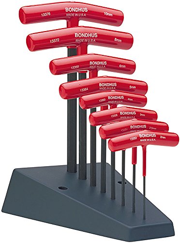Bondhus Standard T-Handle Hex Tool Sets - 8 pc metric t handle w/stand 2-10 mm