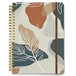 Hnogri Spiral Journal Notebook, Hardcover Lined Journal for Women, Medium 6 x 8.4 in, 160 Pages Thick Paper, Cute A5 College Ruled Notebooks for Journaling Writing Work Office School, Cute Leaf