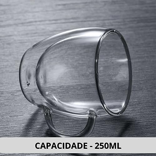 Kit 4 Xícaras Café expresso Caneca Copo Dupla Camada de vidro Borossilicato com IsolamentoTérmico e