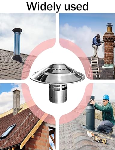 Protector de chimenea exterior antitirones con pantalla de acero inoxidable para tejados 6
