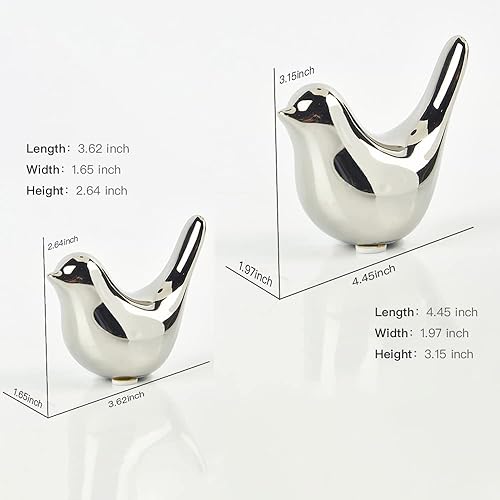 Vista 4 de Estatuas de animales pequeños, decoración del hogar, estilo moderno, pájaros, adornos decorativos plateados para estantes, sala de estar