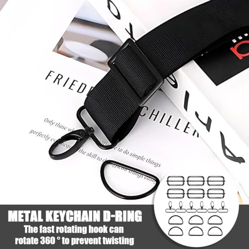 JUGUTA 18 Stück Taschenzubehör Zum Nähen Zubehör, D Ringe 40Mm, Leiterschnallen Und Karabinerhaken Mit Drehgelenk, Metall-Set Für Diy Handtaschen, Hundegeschirr Und Schlüsselanhänger