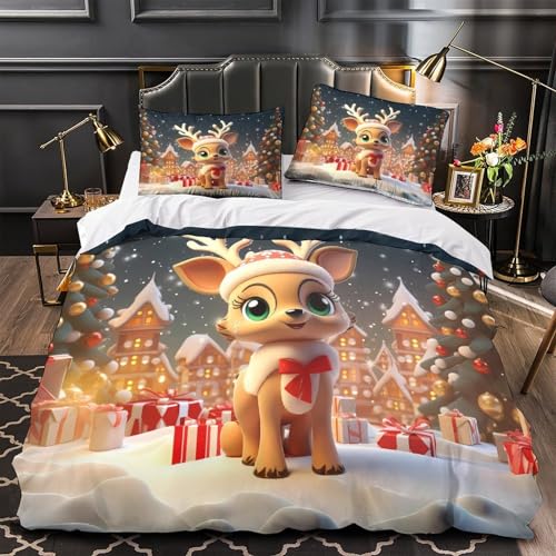 Housse de couette cerf de Noël fermeture éclair drap dou