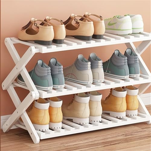Étagère à chaussures pliable 3 niveaux pour chambre sans perçage de mur - 2