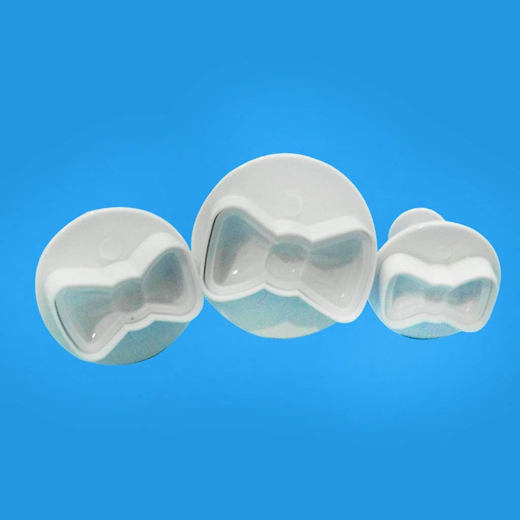 3Pcs/Set 3D Bowknot Shape Fondant Plunger Cutter Cookie Stamp