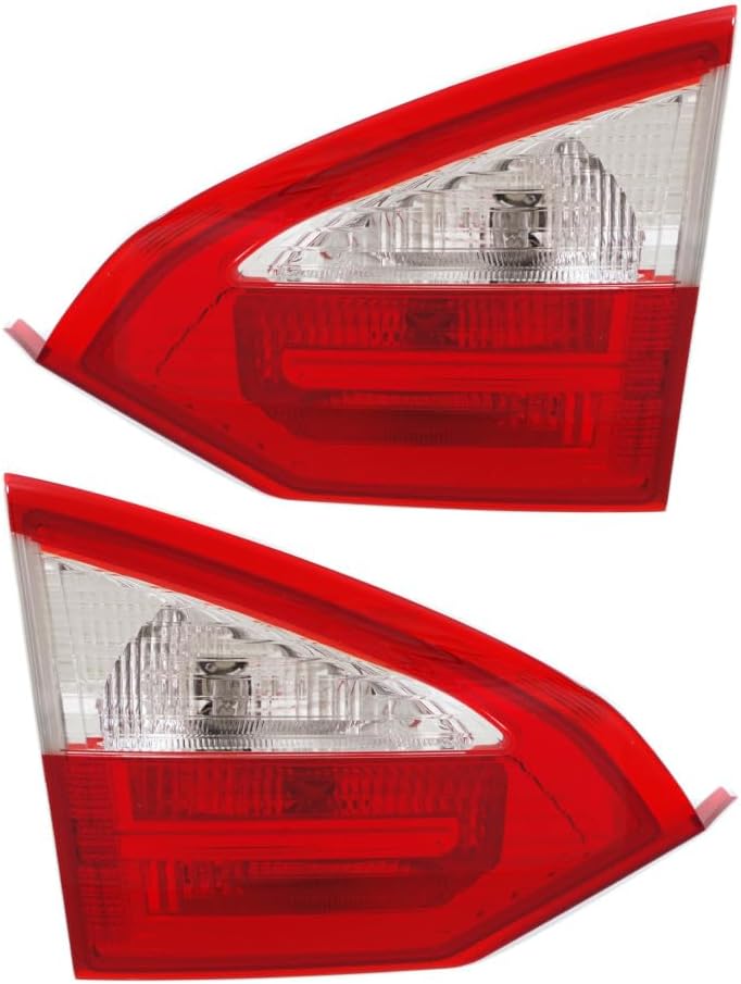 For Ford Fiesta 2014 15 16 17 18 2019 Tail Light Driver Side | Inner | Clear & Red Lens | Sedan | CAPA Certified | Replacement For FO2802109 | D2BZ13405D, D2BZ13405C