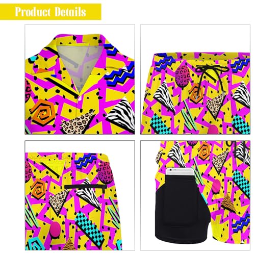 Mens 3 Piece Tracksuit Funny Hawaiian Shirt and Shorts Button Down Beach Shirts for Men with Bucket Hats3