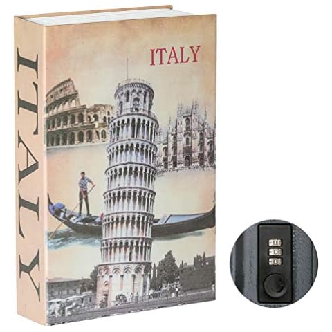 Parrency Diversion Book Safe with Combination Lock, Secrect Hidden Safe Lock Box Large, Medium, Italy, 9 1/2" x 6" x 1 1/3", SBH-M007 Cover