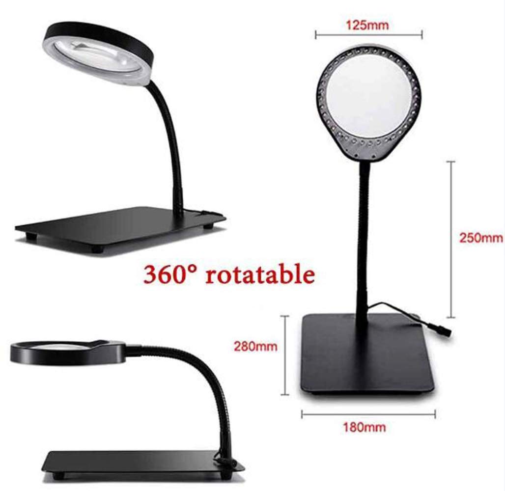 Lampa z lupą biurkową ze światłem LED Lampa powiększająca LED Składana lupa Lampa biurkowa 10-krotne powiększenie Regulowane ramię obrotowe do stołu warsztatowego Zadanie Craft lub (Kolor: A)