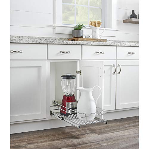 Rev-A-Shelf 5Wb1-0918Cr-1 8.5 X 18 Inch Single Wire Pull Out Shelf Storage Basket Organizer W/100Lb Weight Capacity For Kitchen Base Cabinets, Silver #TOP6