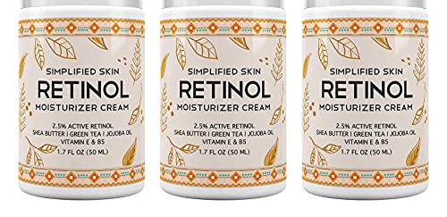 2.5% Retinol Cream Face Moisturizer W/ Vitamin E & Hyaluronic Acid For Wrinkles & Acne - Eye Cream - Anti Aging Facial Skin Care Products - Night & Day Moisturizer Face Cream By Simplified Skin 1.7 Oz - 3 Pack #TOP16