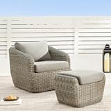 CHITA 2 Pieces Patio Wicker Furniture Set, Outdoor Rattan Chair Set with Removable Thickened Cushions, Fully Assembled(Gray Cushions with Brownish Gray Wicker)