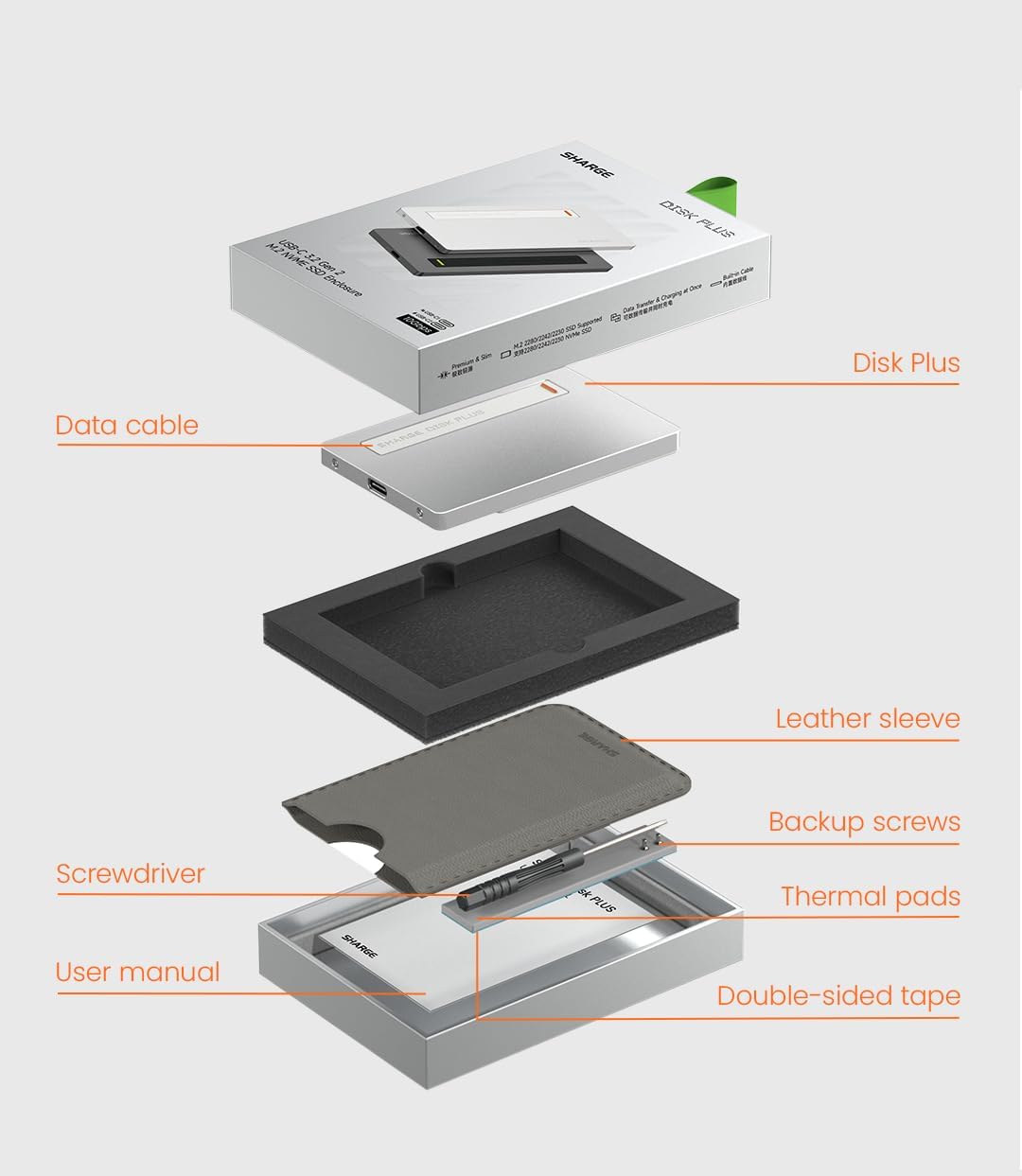 SSD Enclosure and USB C Data Cable Bundle