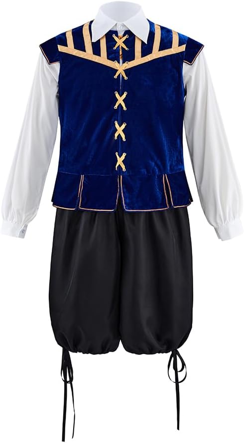 Renaissance Tudor Costume Men Suit Tudor Doublet Vest Shirt Pants Medieval Ren Faire Viking Costume Outfit