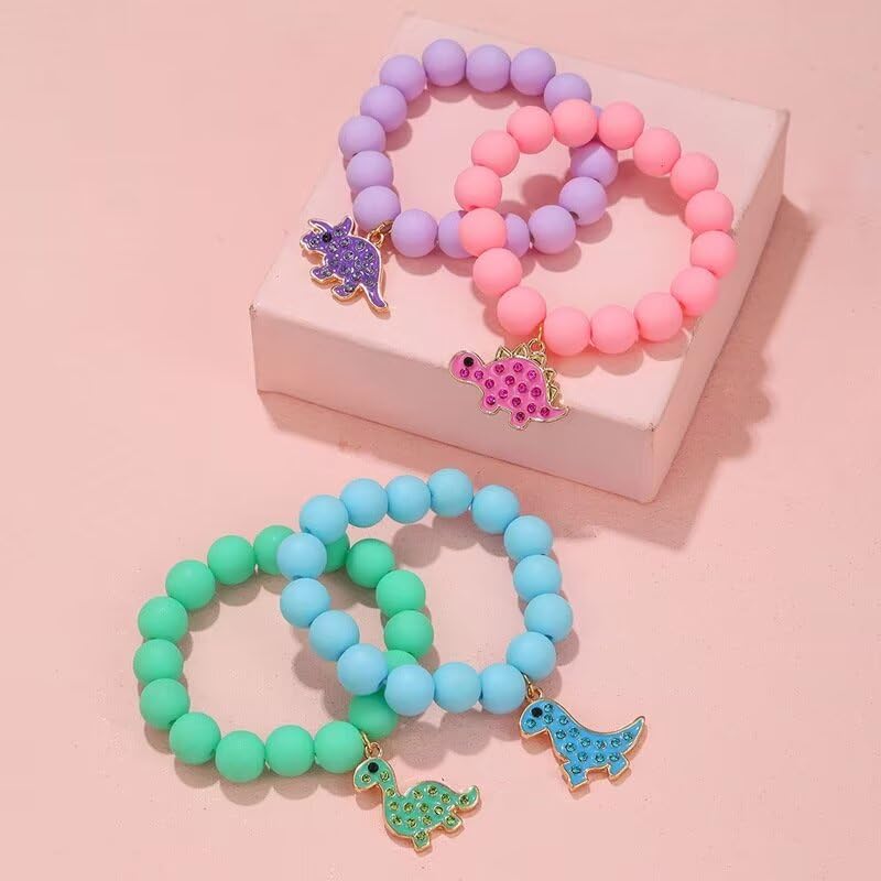 Dinosaur Bracelets Acrylic Colorful Love Heart Butterfly Beaded Bracelet Set Friendship Jewelry for Women Friend4