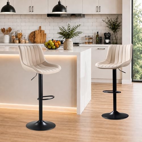 SAETSFEG Tabourets bar pivotants 2 dossier cuir PU