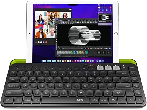“Panthe” Bluetooth Keyboard, Mini Multi-Device Wireless Keyboard for iPad Tablet Laptop Phone TV, Connect up to 3 Devices, with Tablet Holder, Compatible with Windows, Mac, Chrome OS, iOS, Android