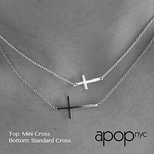Apop Nyc Goldtone 925 Silver Sideways Cross Necklace 16 Inch - 17 Inch [Jewelry] (Goldtone-Silver) #TOP1