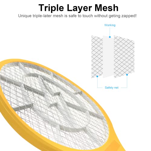 Beastron Bug Zapper Mata-moscas Elétrico 3000V USB Recarregável, Raquete Mosquito Mata-moscas com Lu