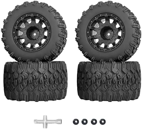 RCMOXETO 2.8 RC Tires 12mm Hex RC Tires and Wheels Preglued 1/10 Scale RC Truck Tires with Foam Inserts for Traxxas 2.8 Wheels and Tires for Rustler Stampede 4X4 VXL Arrma 4PCS