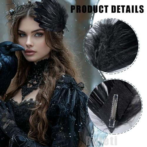 Pack 2 Pinzas de Pelo Negro con Plumas para Mujer miniatura 2