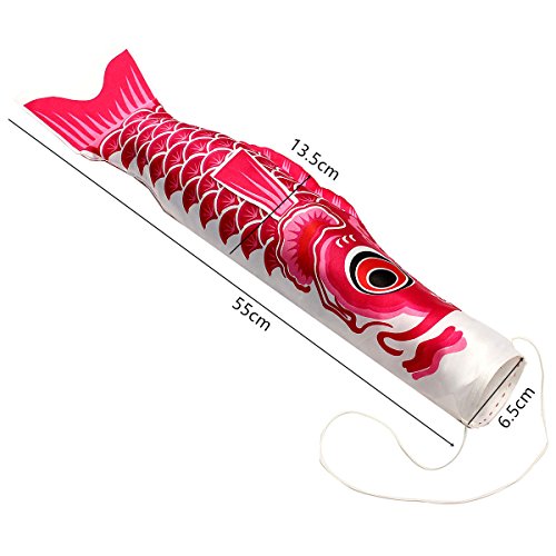 1 Set of 5 Japanese Flag Carp Banners Windsock Sailfish Koinobori Wind Streamer Muticolor Fish