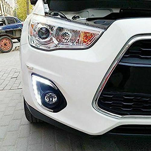 WOZIES faróis de neblina Carro LED DRL luzes diurnas luz do dia luz de nevoeiro Para Mitsubishi ASX