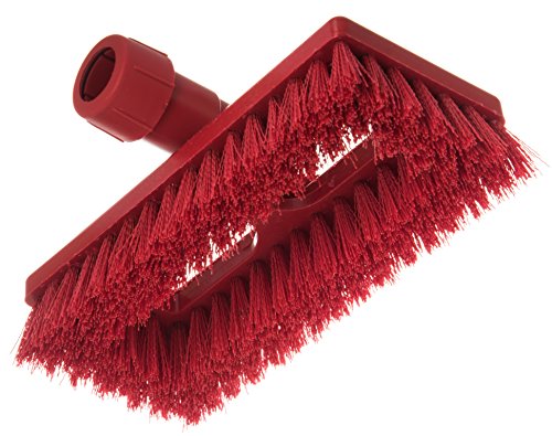 Image of SPARTA 363883103 Plastic Block Swivel Scrub Brush, Polyester Bristles, 1 inch Bristle Trim, 8 inch Length x 3-1 /2 inch Width, Red /White