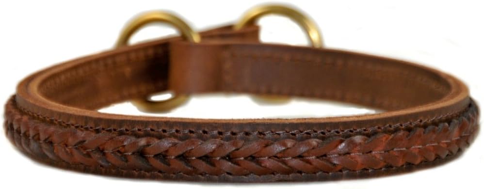 Dean and Tyler Classy KEIR Dog Collar - Solid Brass Hardware - Brown - Size 38" x 1" Width. Fits Neck Size 36 Inches to 38 Inches.